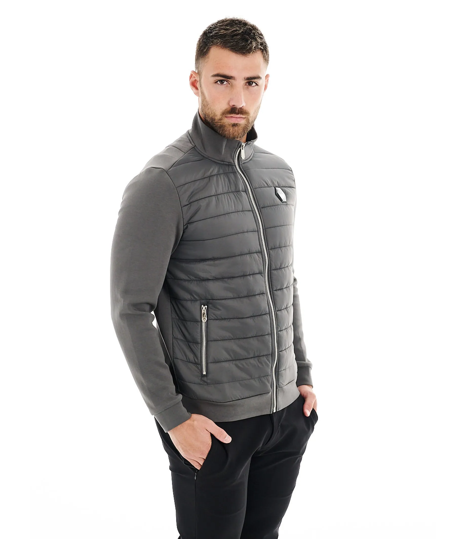 MIMO GREY BOMBER KNIT JACKET