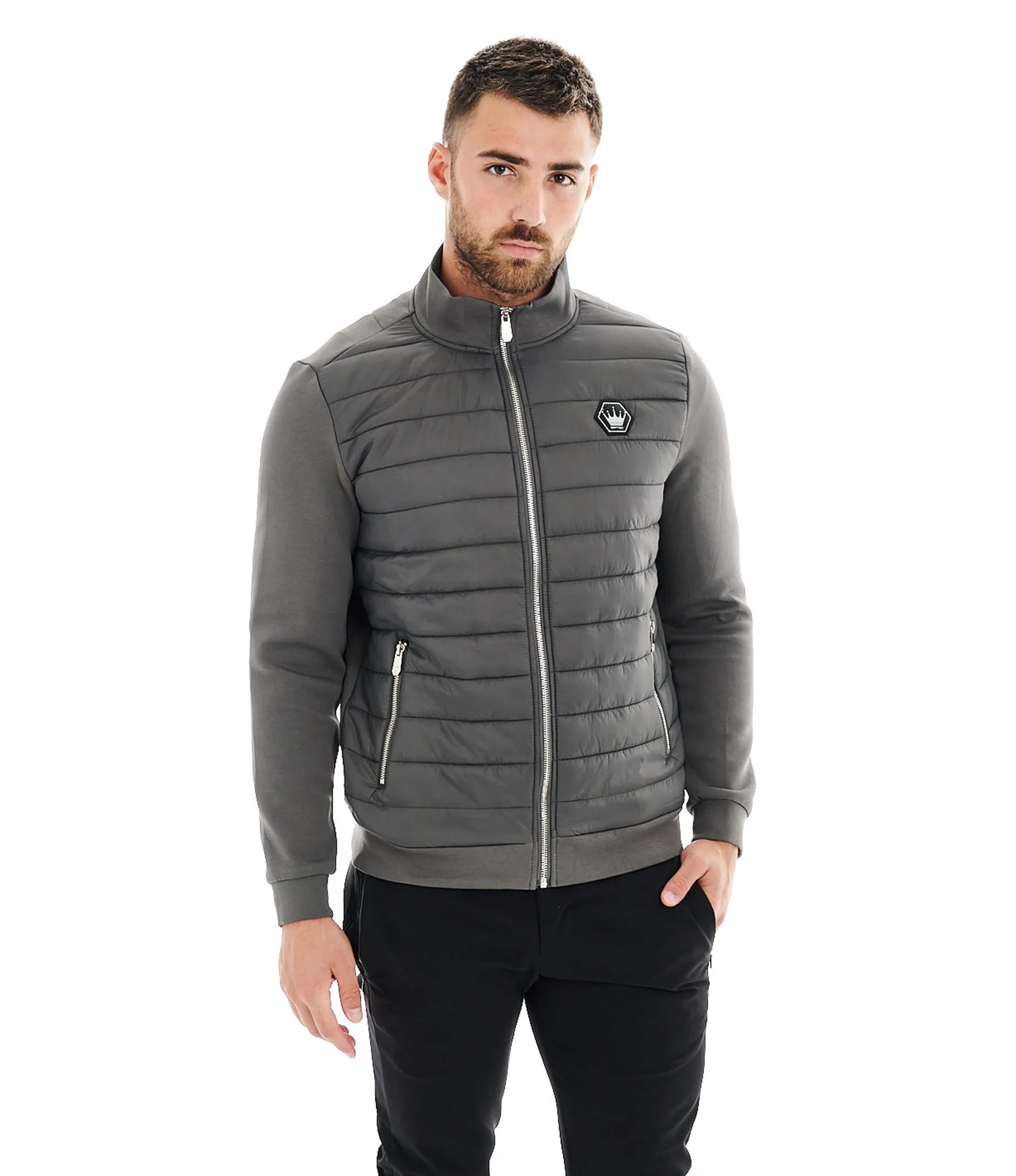 MIMO GREY BOMBER KNIT JACKET