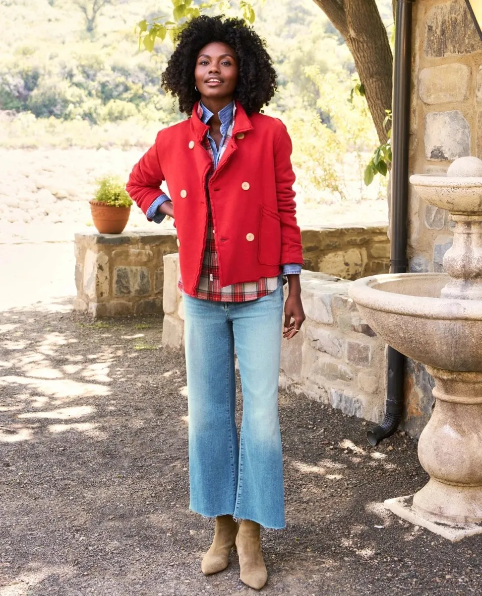 Mini Belfast Crop Peacoat Crimson Fleece