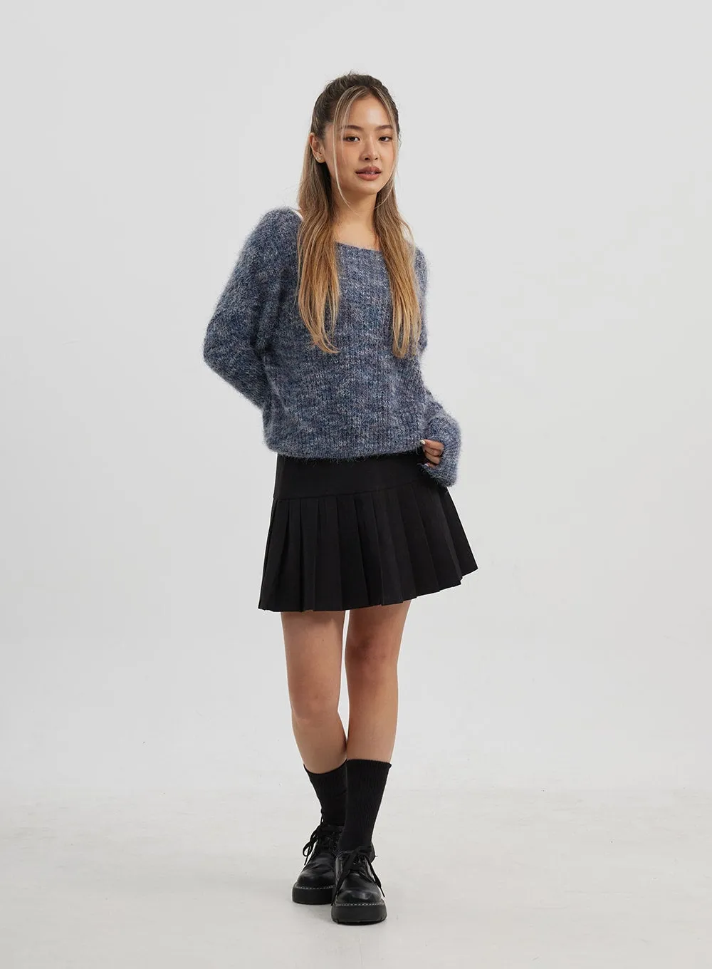 Mixed Color Scoop Neck Sweater CJ325