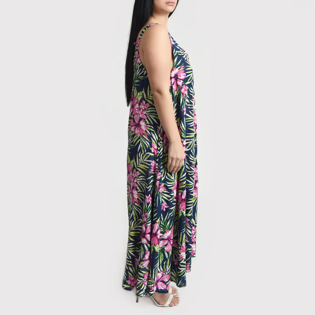 Navy Floral Maxi Dress Size 14-30 SM6