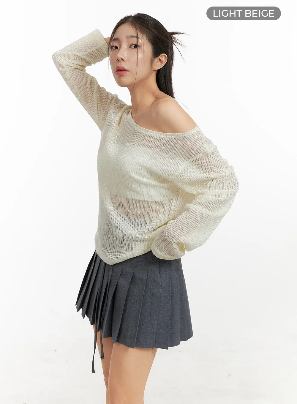 One Shoulder Sheer Sweater OA429