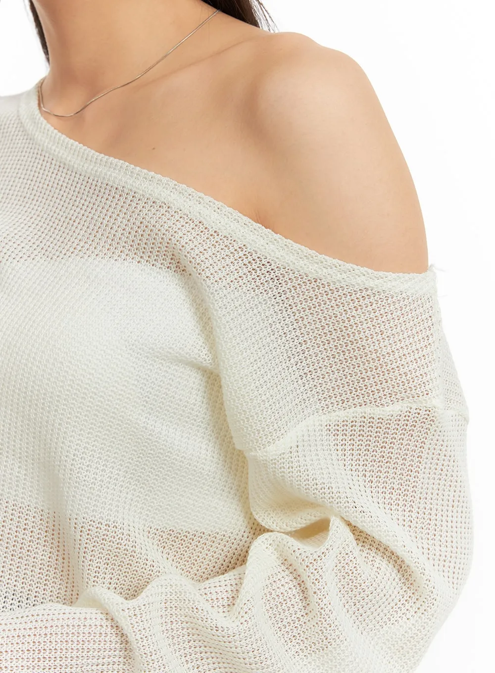 One Shoulder Sheer Sweater OA429