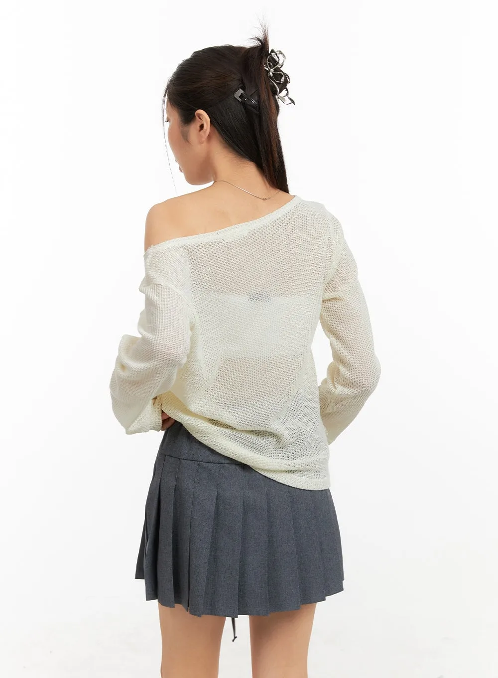 One Shoulder Sheer Sweater OA429