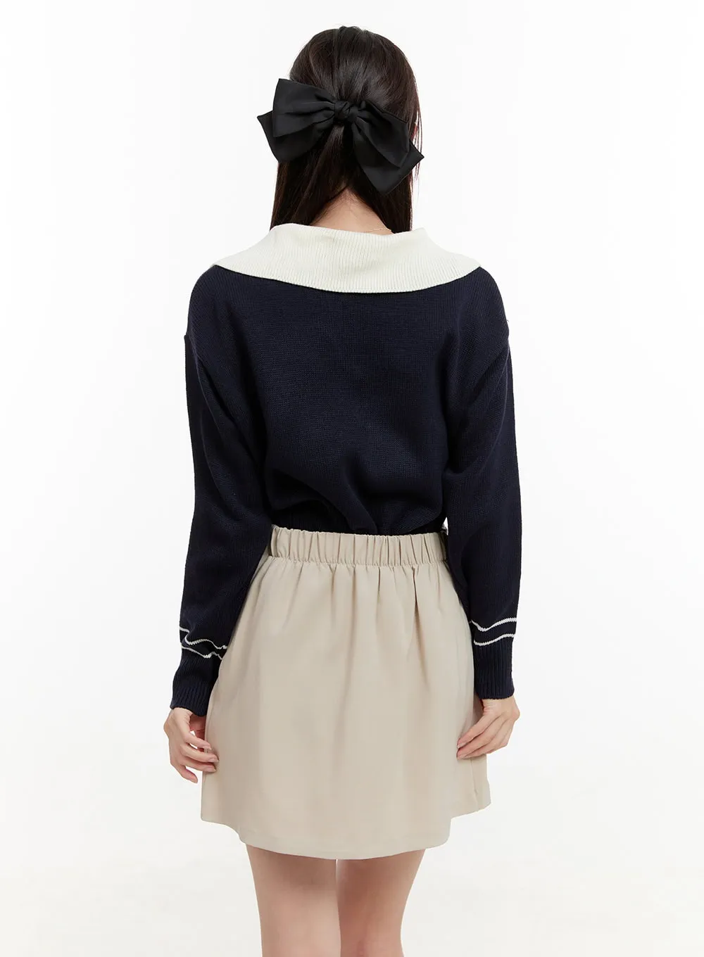 Open Collar Half-Zip Sweater OG429