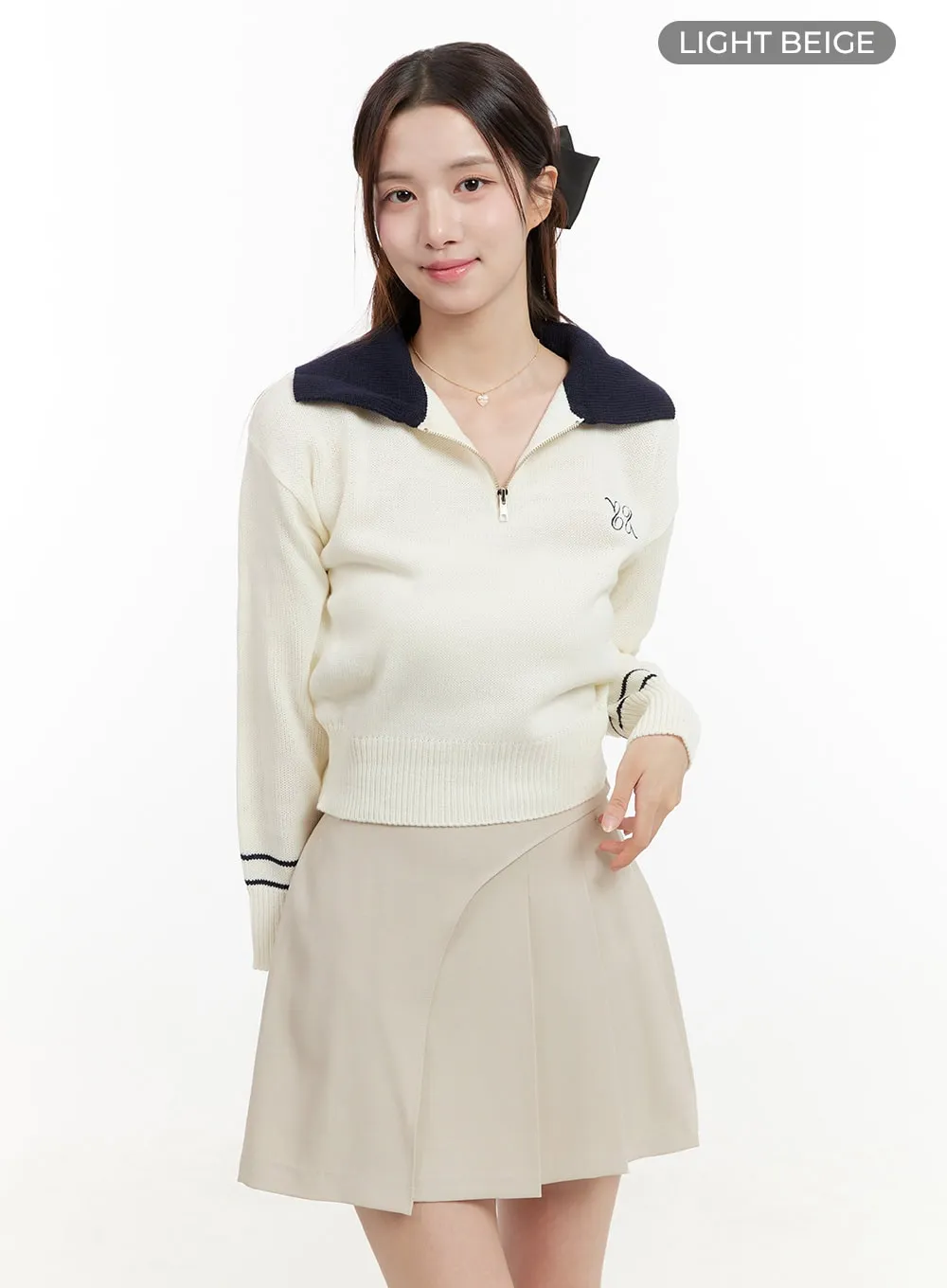 Open Collar Half-Zip Sweater OG429