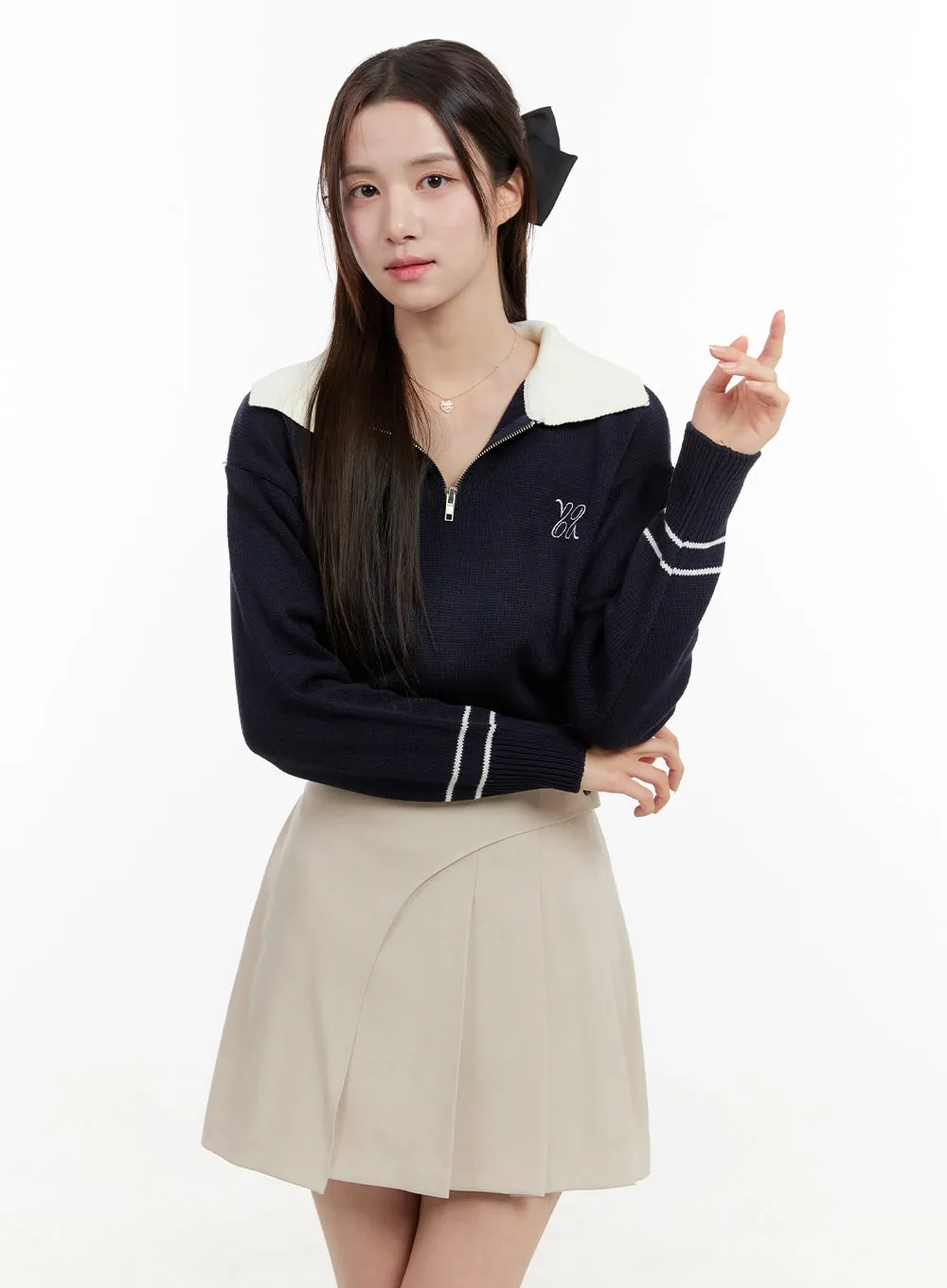 Open Collar Half-Zip Sweater OG429