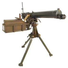 Original British WWII Vickers Display Medium Machine Gun with 1930 Dated Tripod & Accessories - Bullet Hole in Crosshead