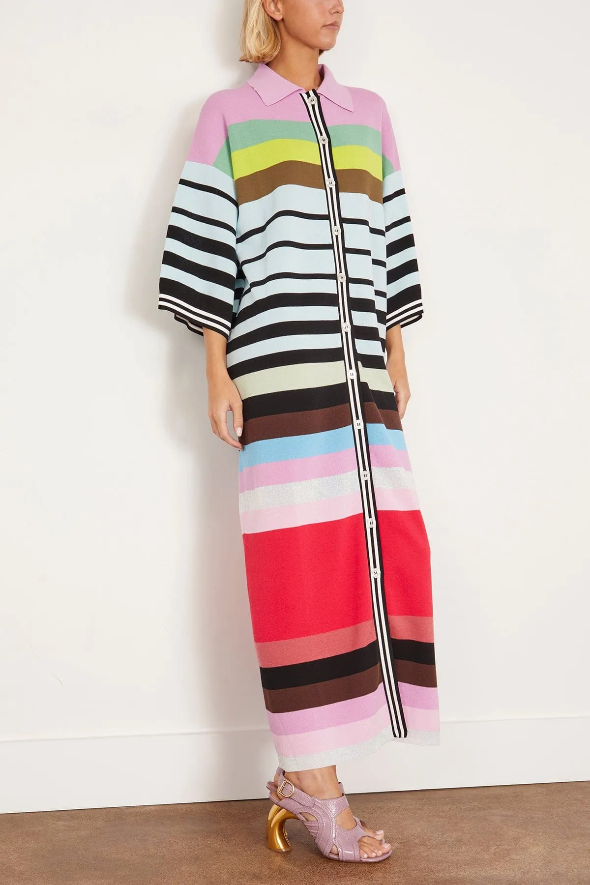 Oversized Convertible Polo Dress in Taro Multi