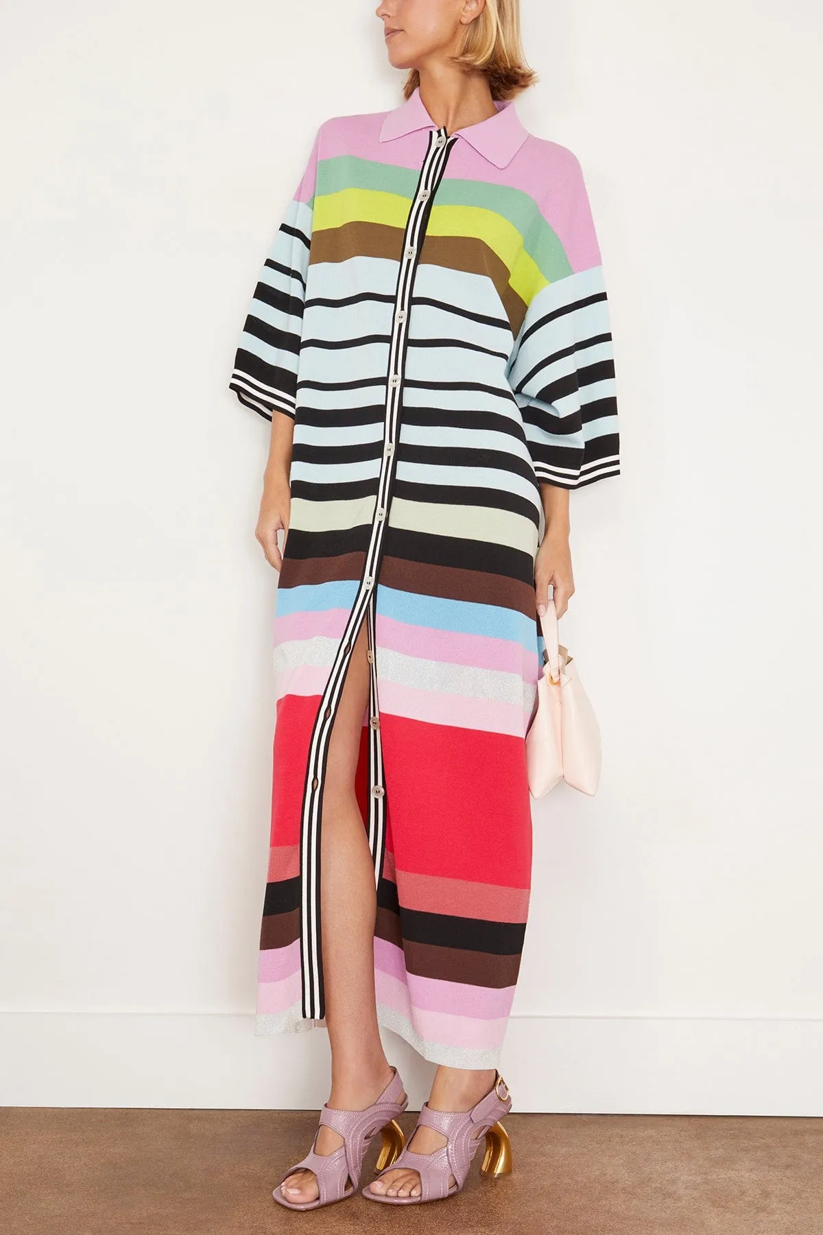 Oversized Convertible Polo Dress in Taro Multi