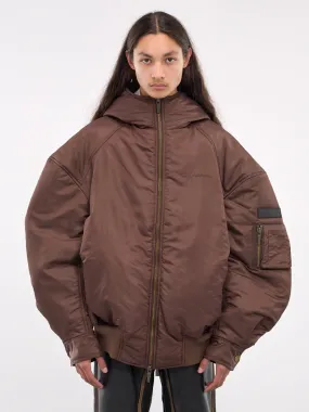 Oversized Nylon Puffer Jacket (FUF18JK22B-BROWN)