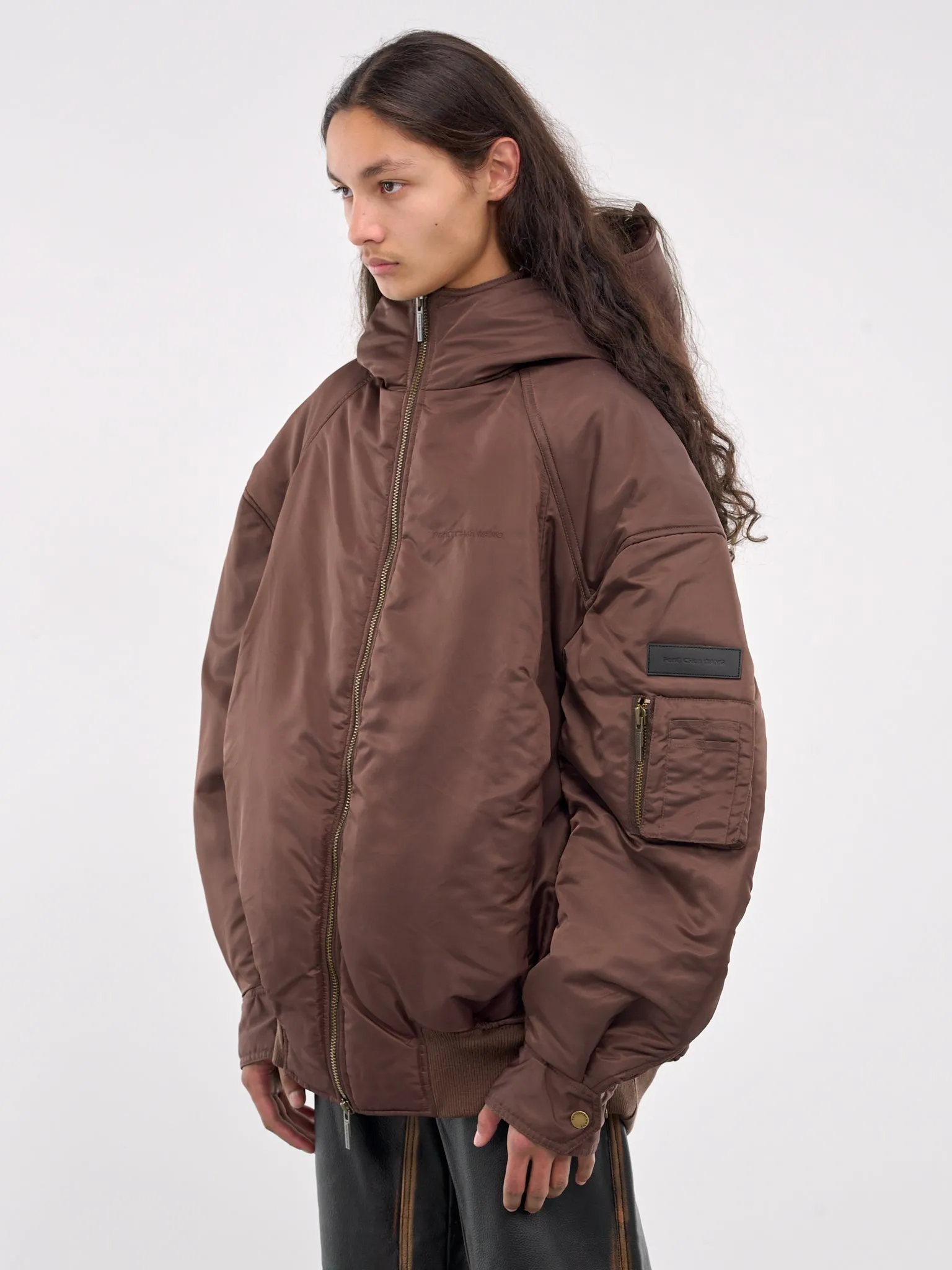 Oversized Nylon Puffer Jacket (FUF18JK22B-BROWN)