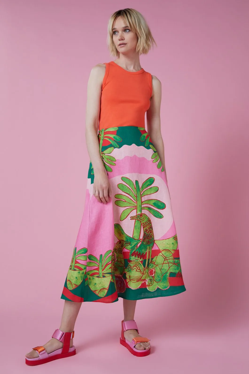 Palm Pals Midi Skirt