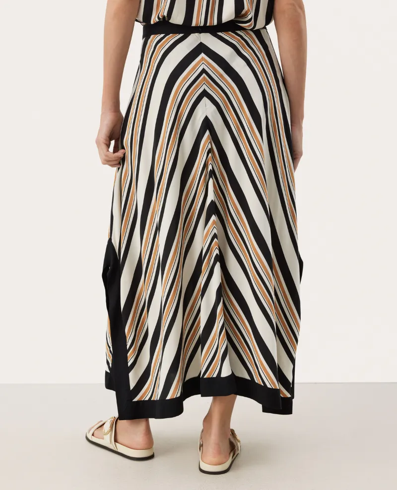 Part Two Jeanette Brown Stripe Skirt - UK14