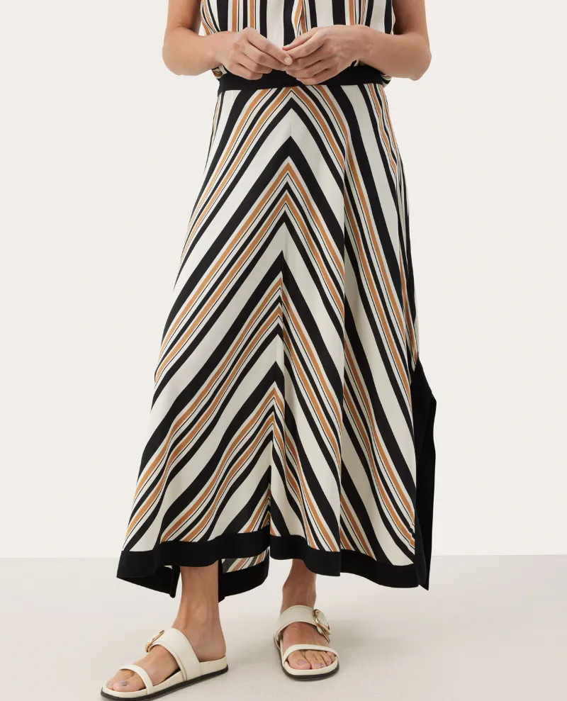 Part Two Jeanette Brown Stripe Skirt - UK14