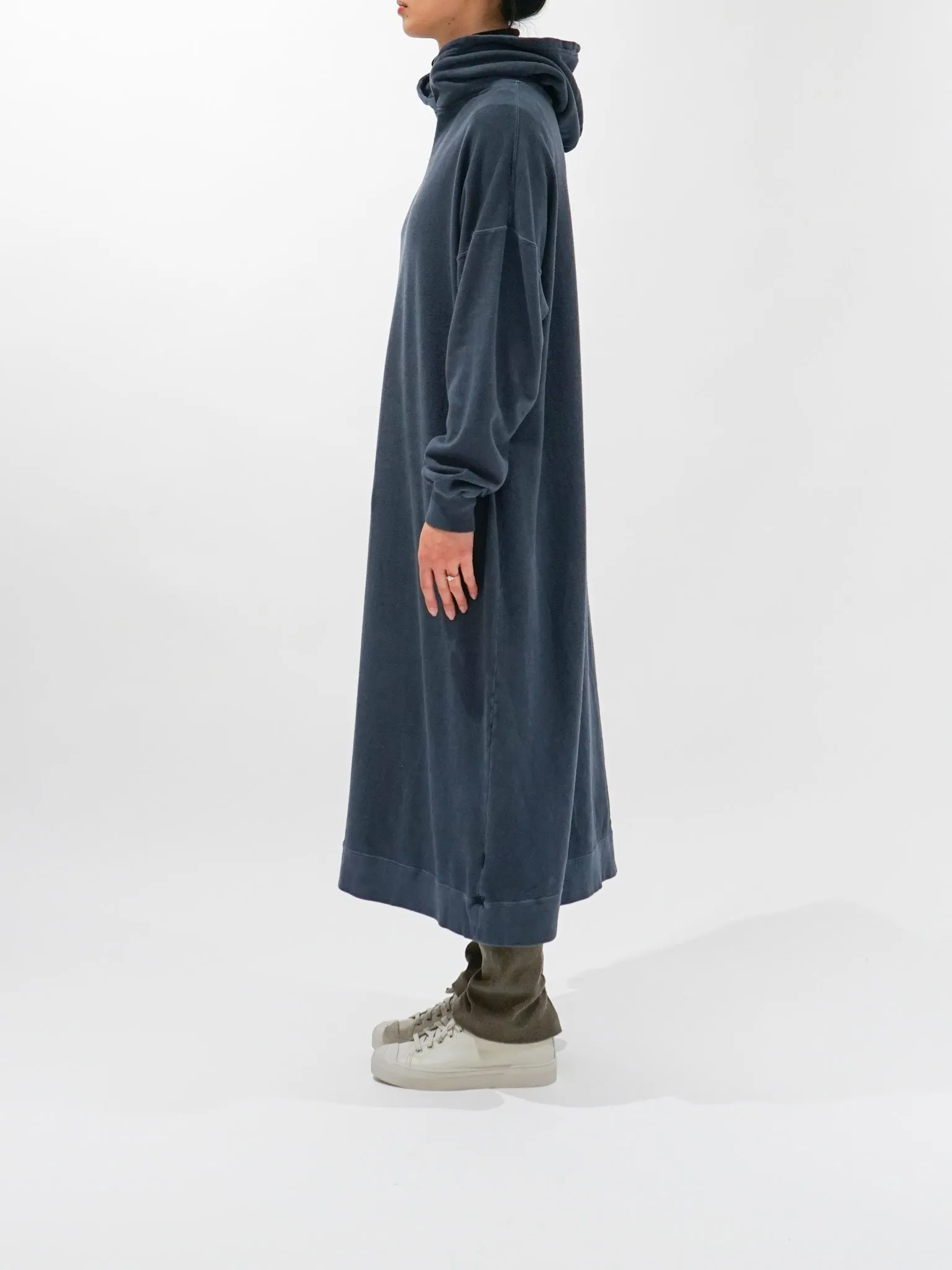 Pigment Dyed French Terry Hoodie Dress - Navy