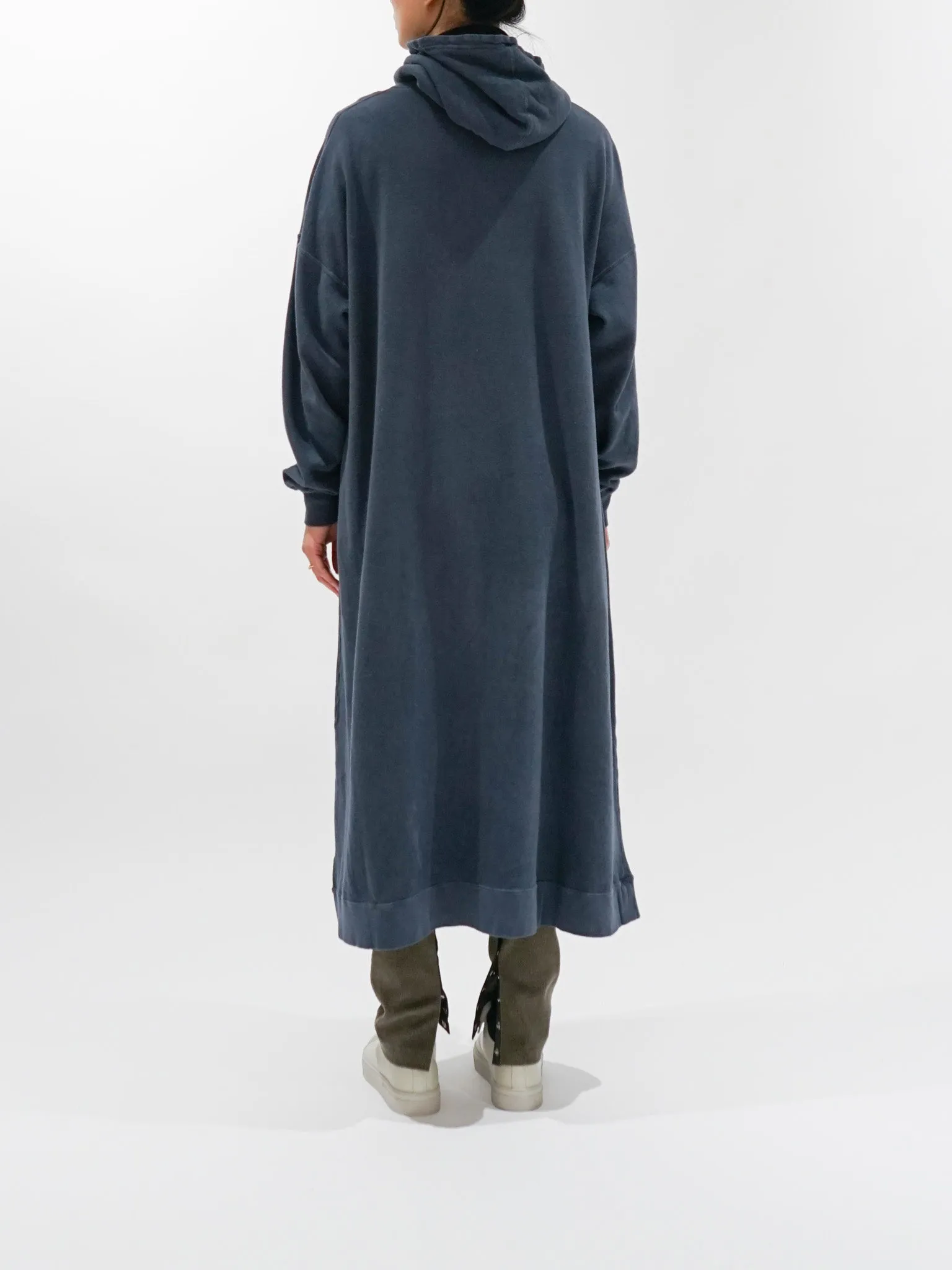 Pigment Dyed French Terry Hoodie Dress - Navy