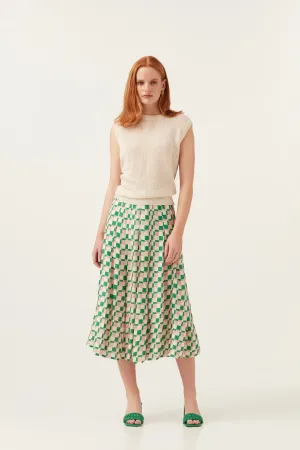 Pink/Green  Checkerboard Midi Skirt