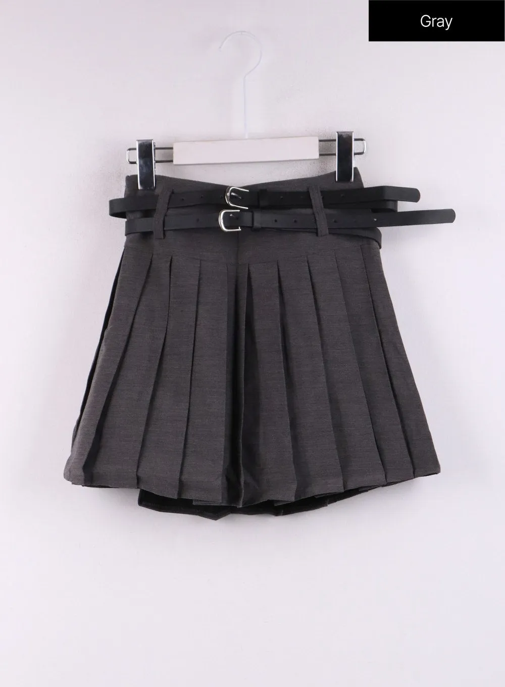 Pleated Belt Mini Skirt Set CJ431