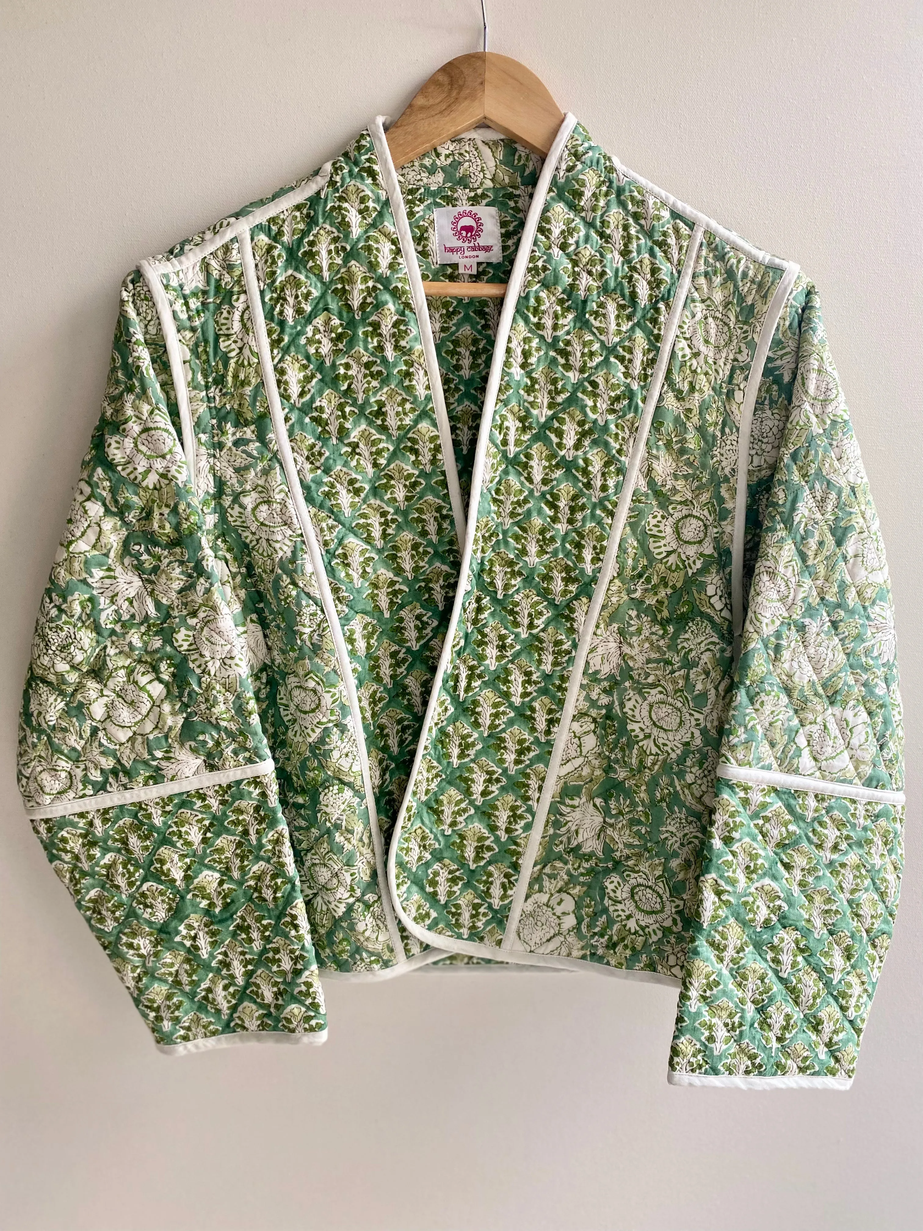 Quilted Jacket`& Waistcoat in 1 - Forest Green Print