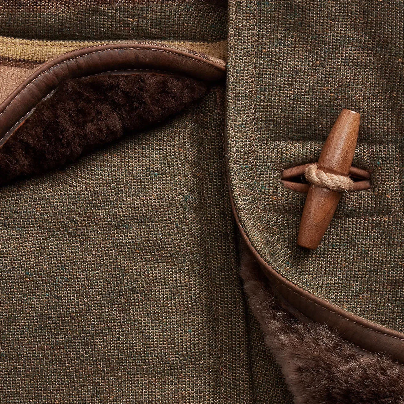 RRL by Ralph Lauren Seaberg Shearling Pea Coat Grey / Brown Multi