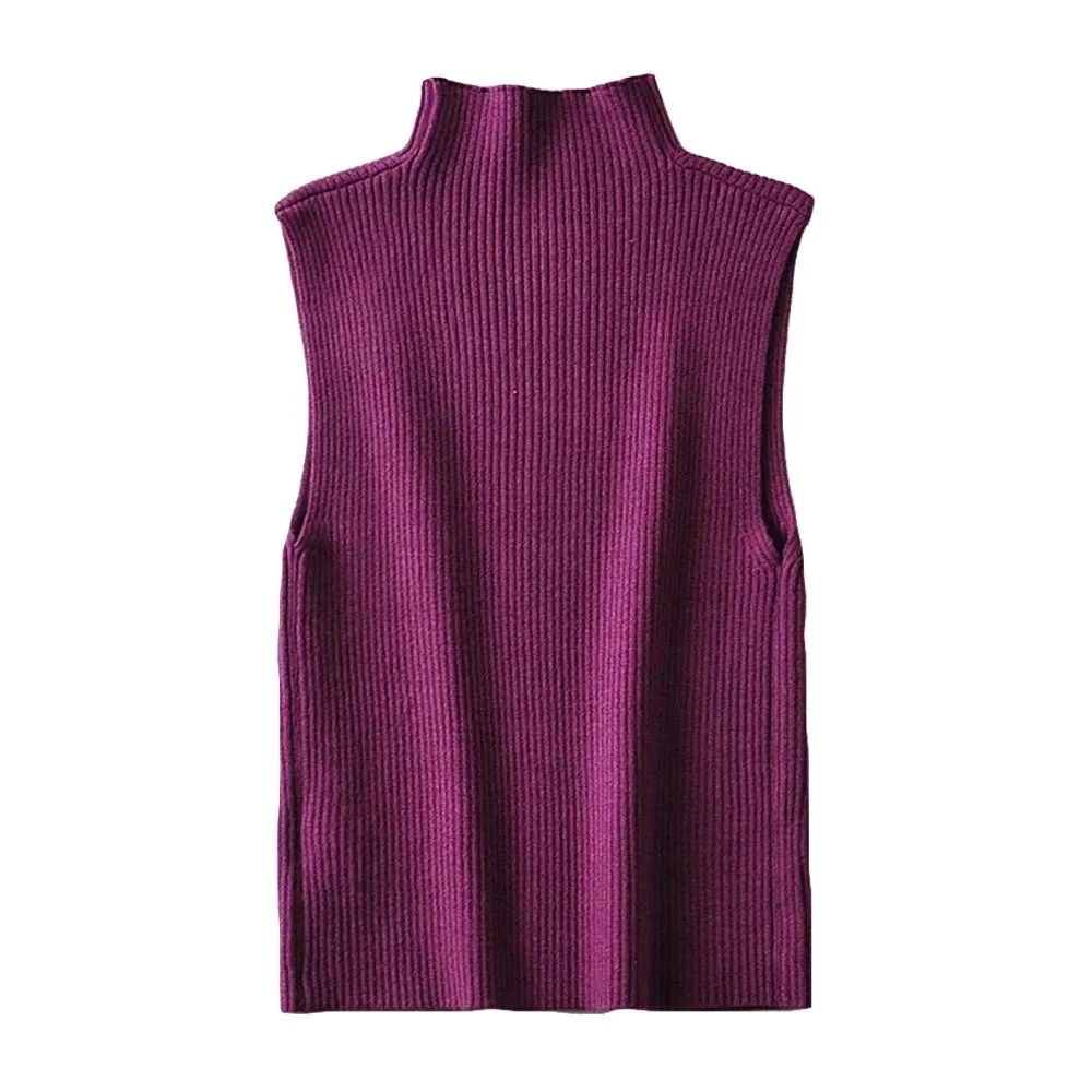 Seasonal Sophistication Ribbed Mock Neck Knit Tank Top