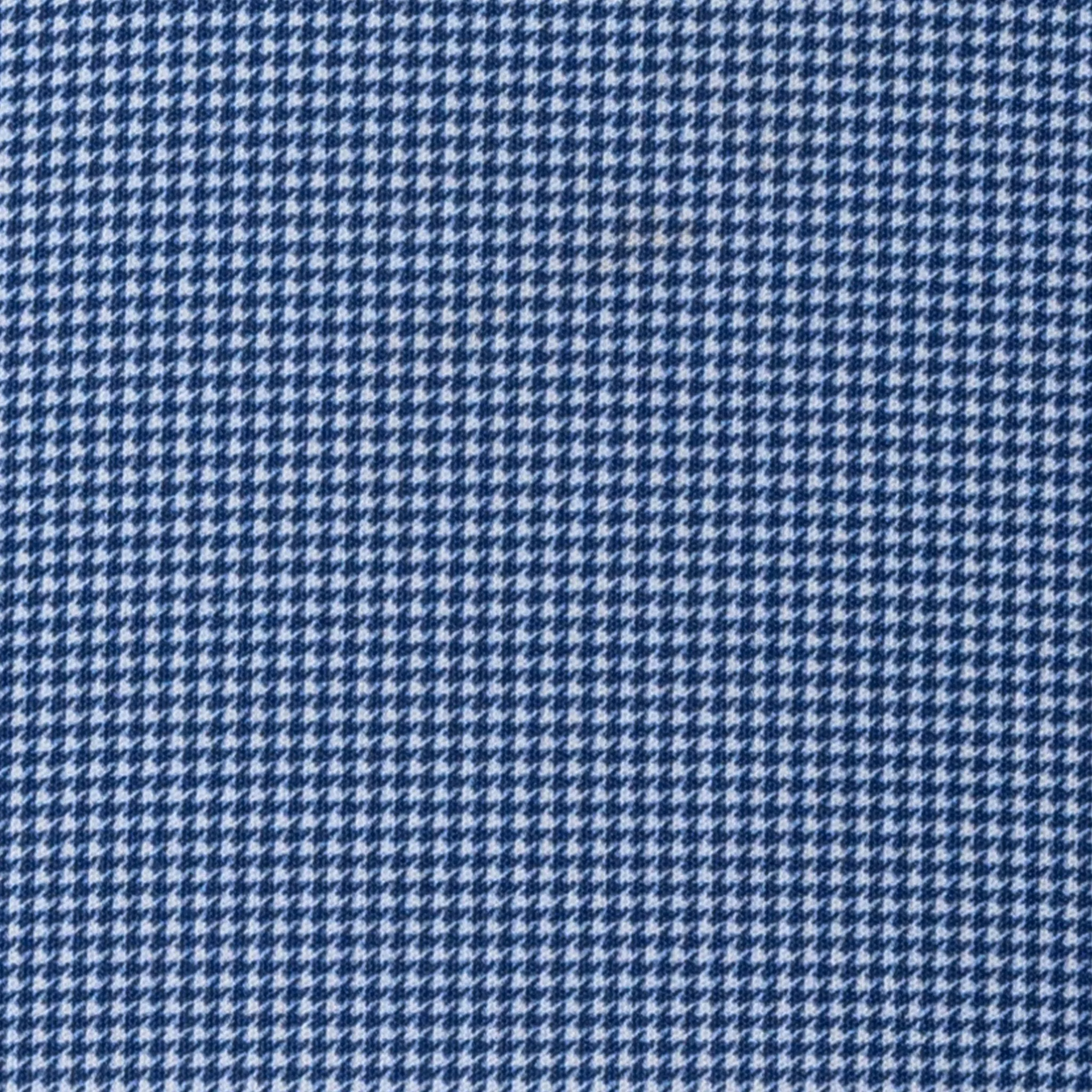 Semi-Spread Collar Polo Navy Houndstooth