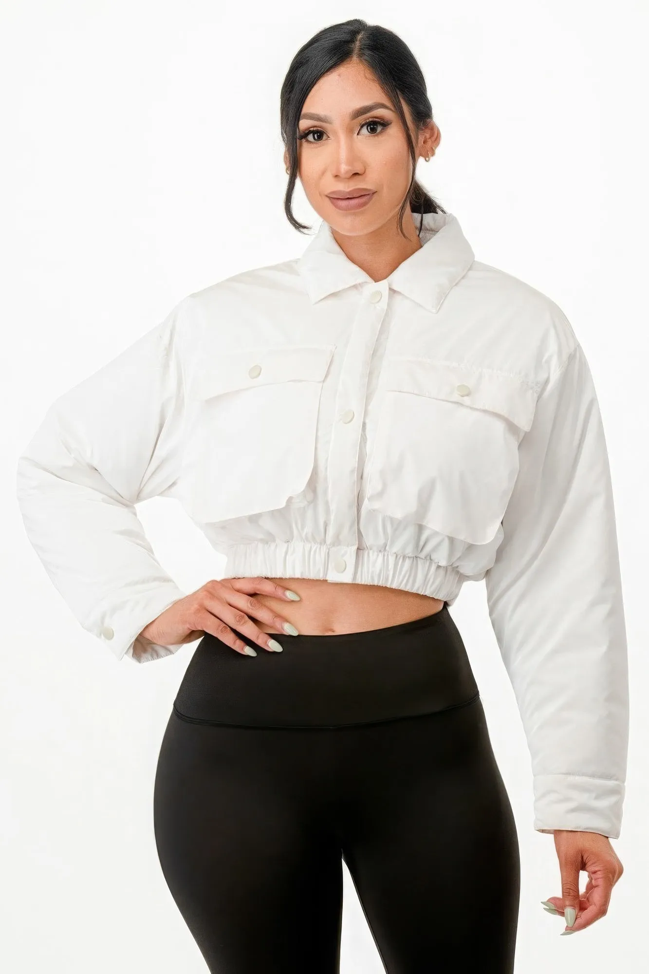 Set Apart Shiny Puffer Bomber Jacket