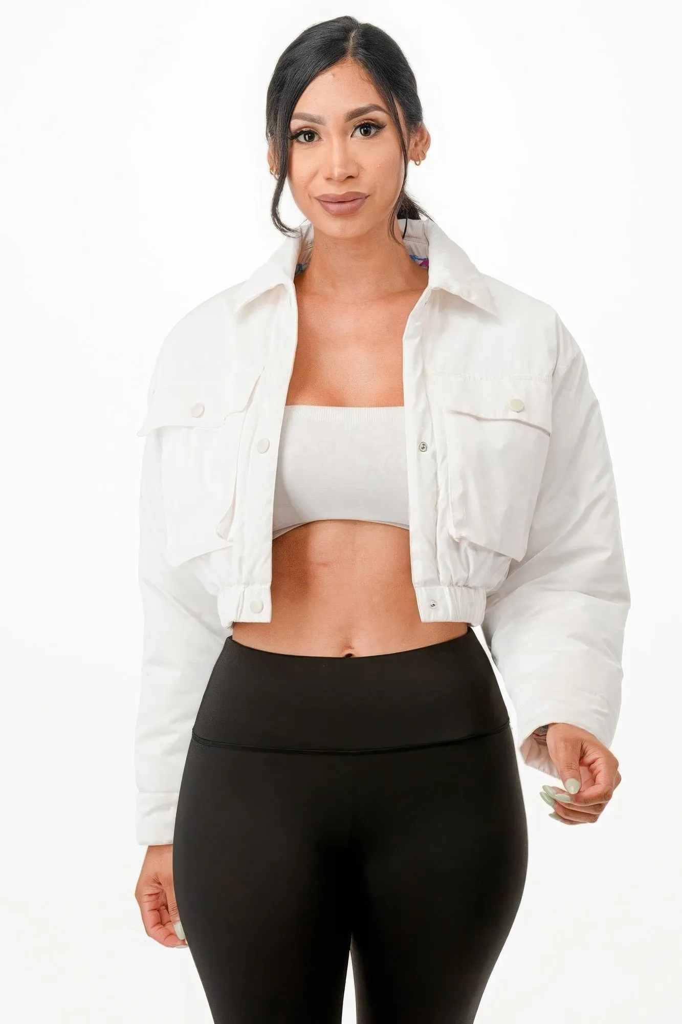 Set Apart Shiny Puffer Bomber Jacket