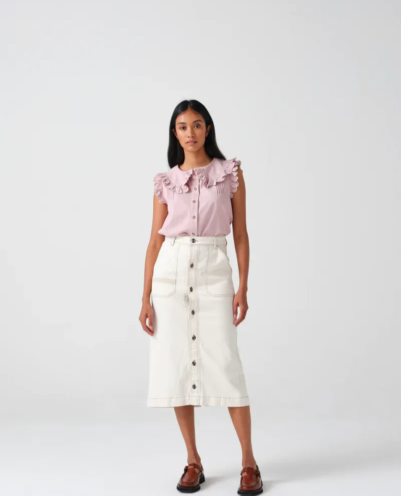 Seventy   Mochi Elodie Ecru Midi Skirt