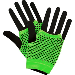 Short Fishnet Punk Gloves-Neon Green