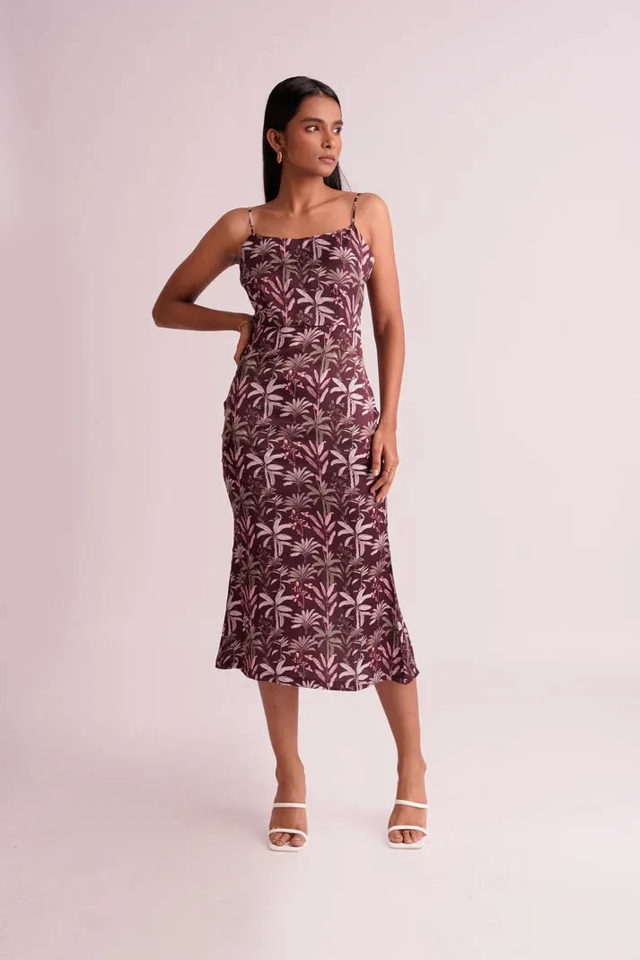 Slim fit Printed Women's evening Midi Dress