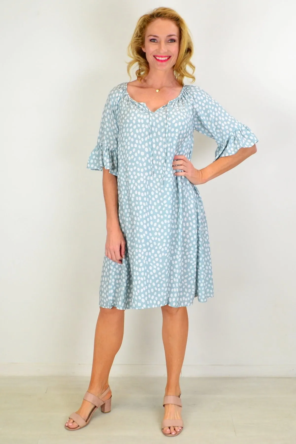 Spotted Garden Shift Tunic Dress