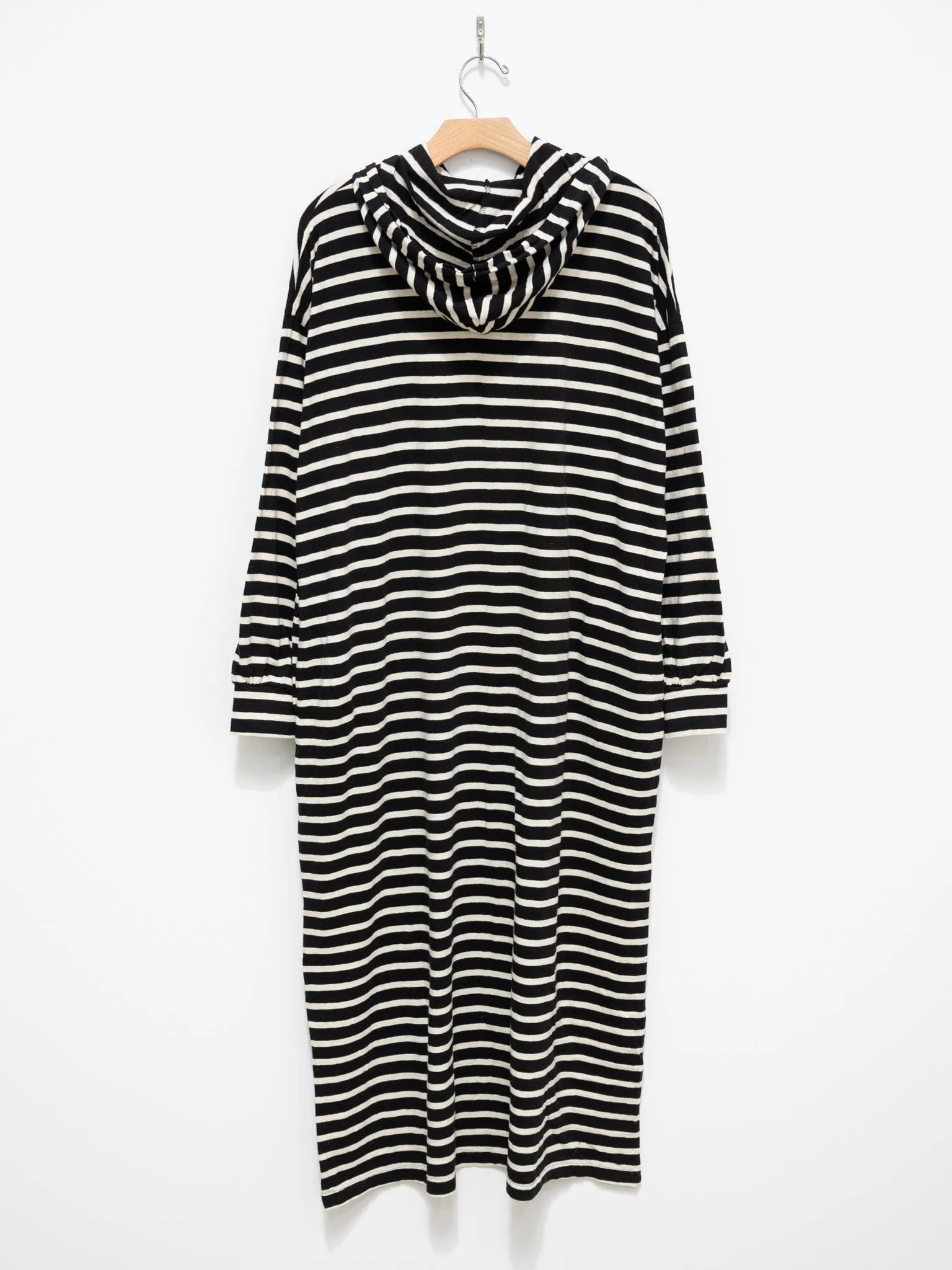 Striped Hoodie Dress - Black x Natural