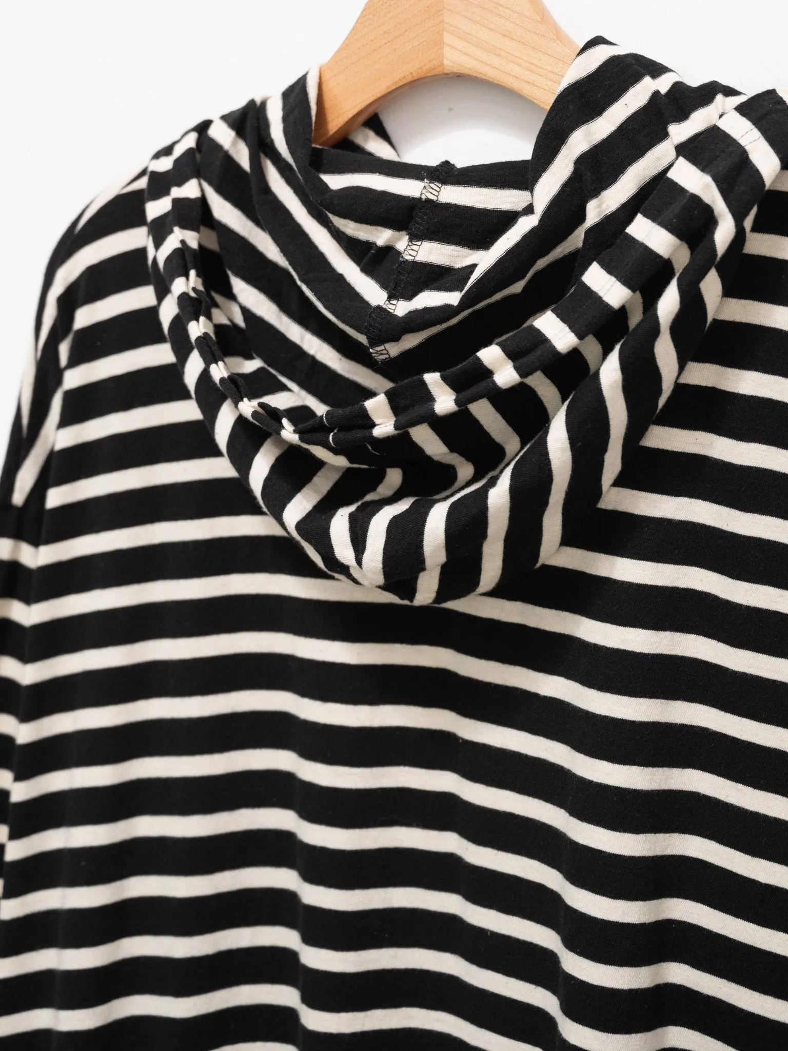 Striped Hoodie Dress - Black x Natural