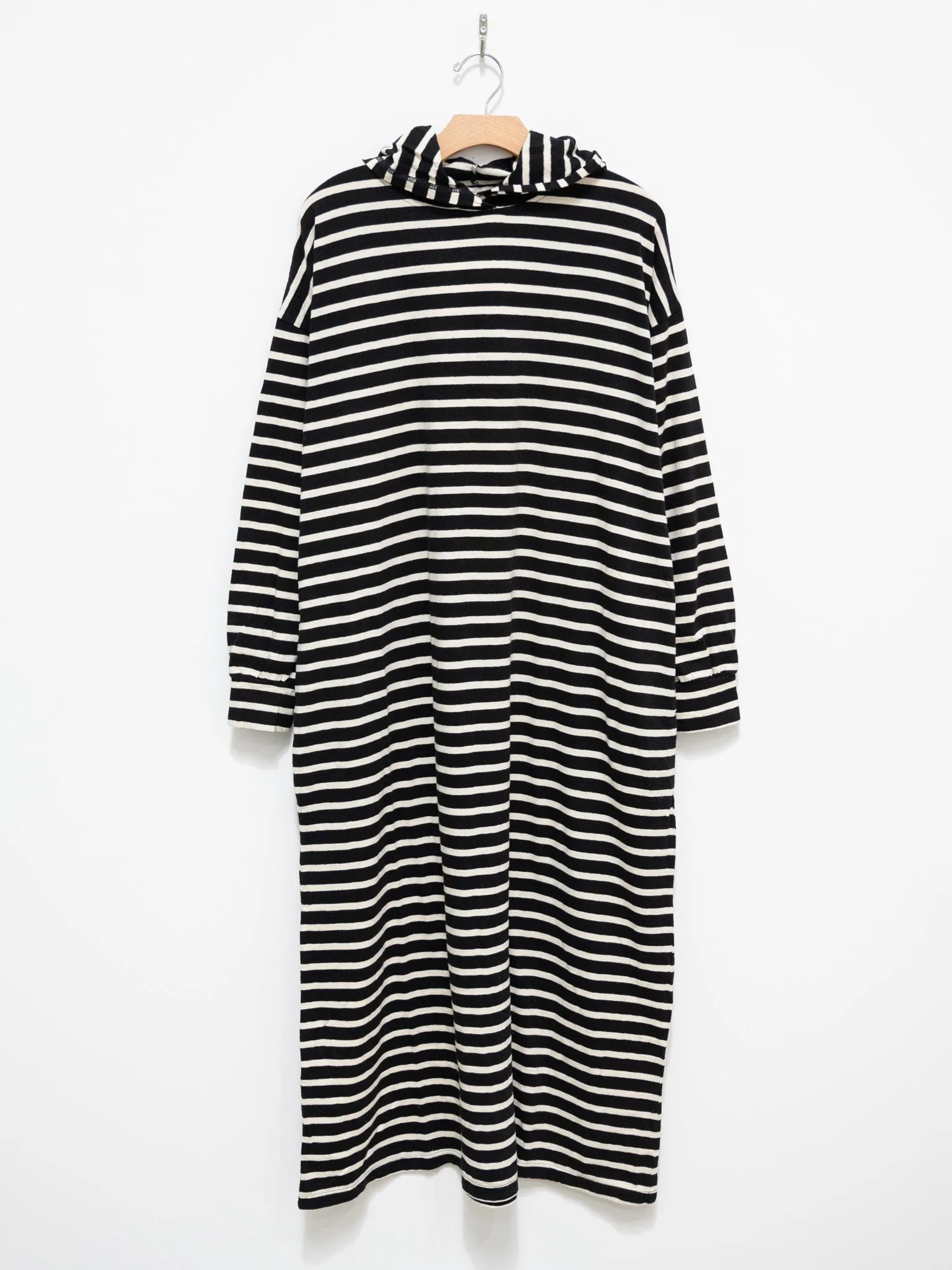 Striped Hoodie Dress - Black x Natural