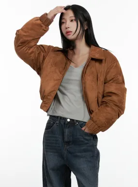 Suede Bomber Puffer Jacket CN407