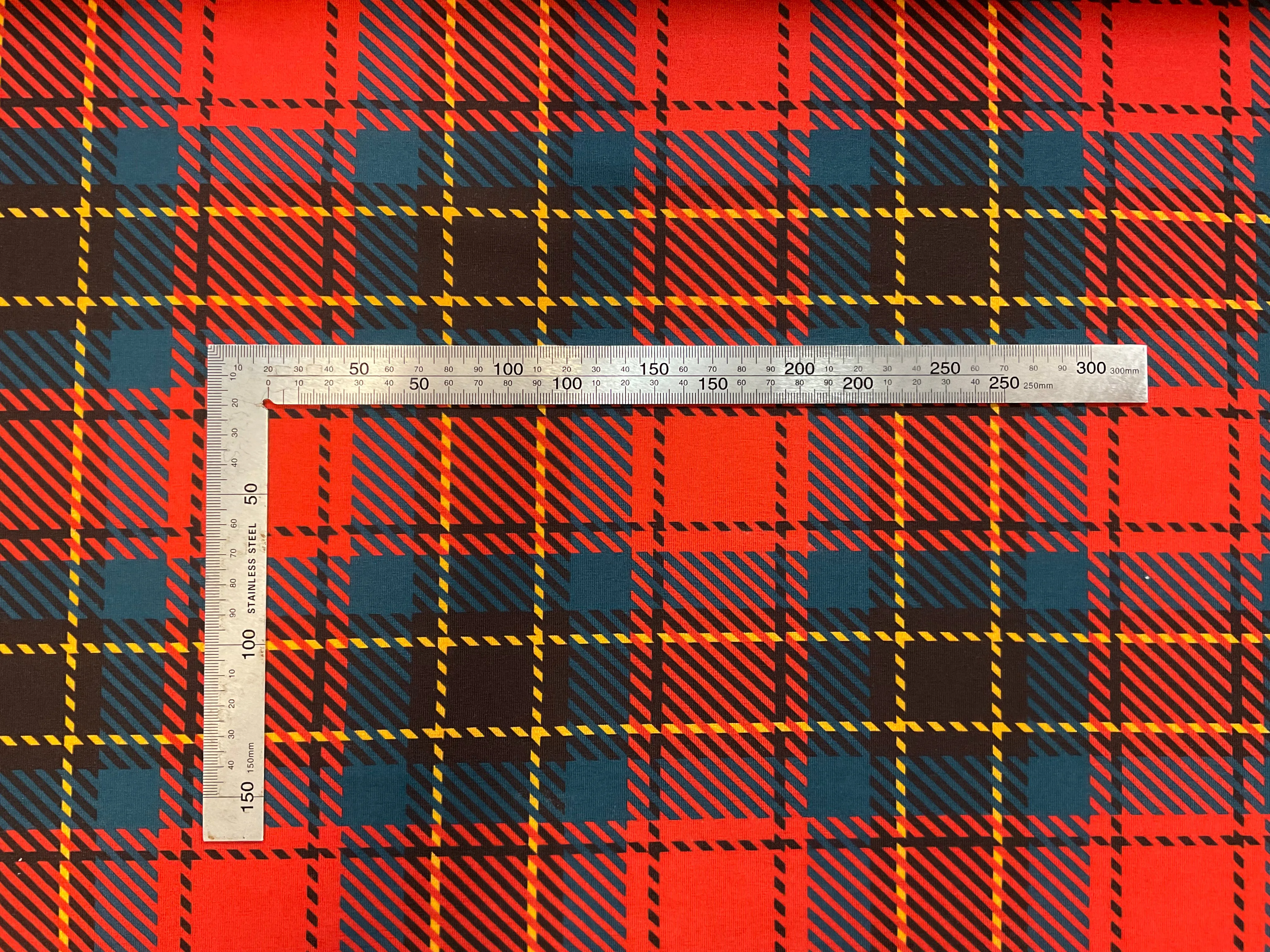 Tartan Red Cotton Jersey Fabric