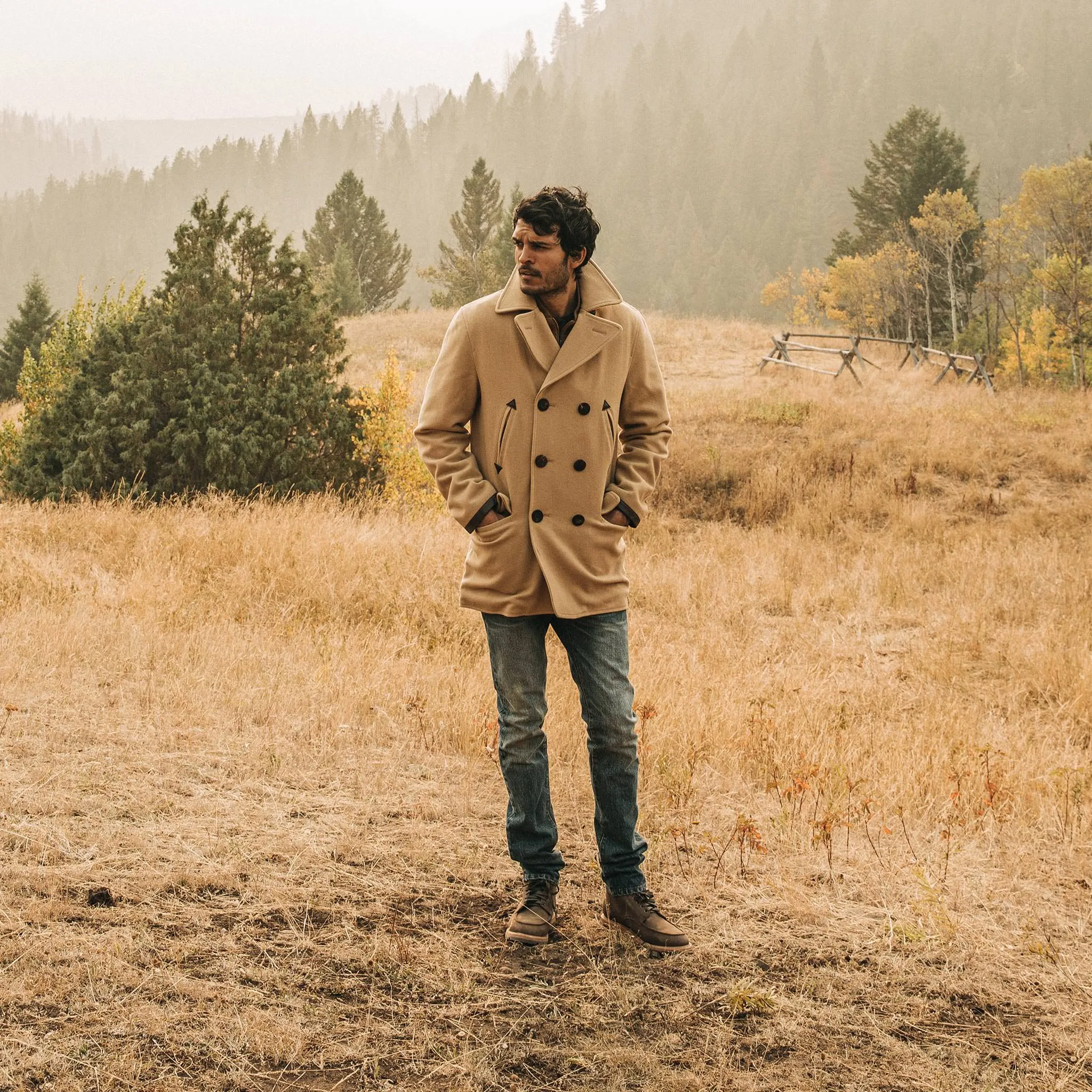 The Mendocino Peacoat in Camel Wool