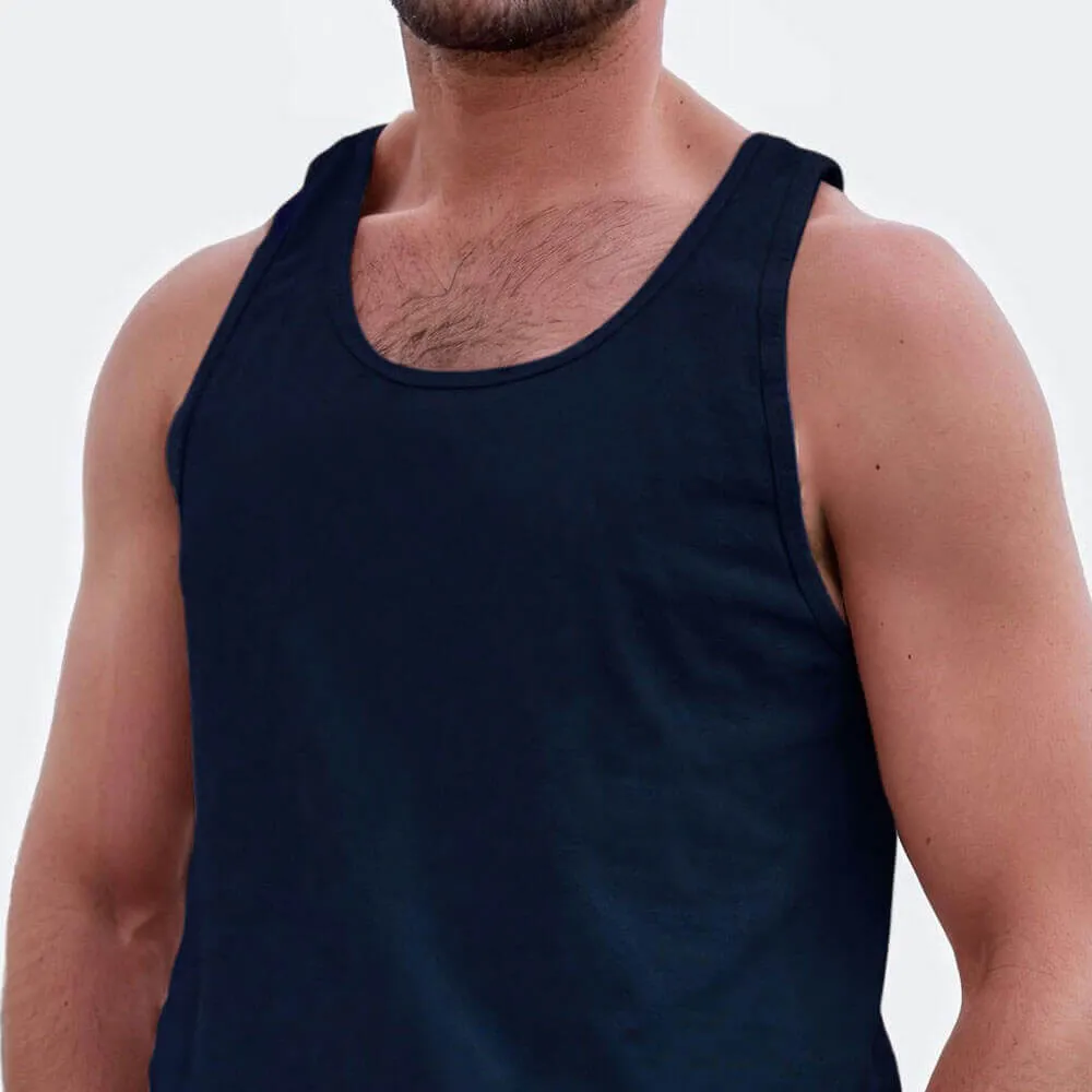 True Navy Blue Cotton  Garment Dyed Tank Top