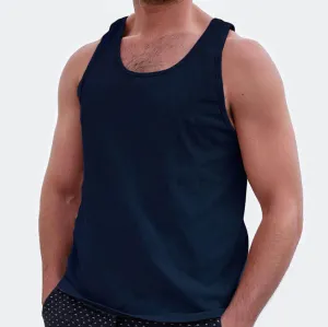 True Navy Blue Cotton  Garment Dyed Tank Top