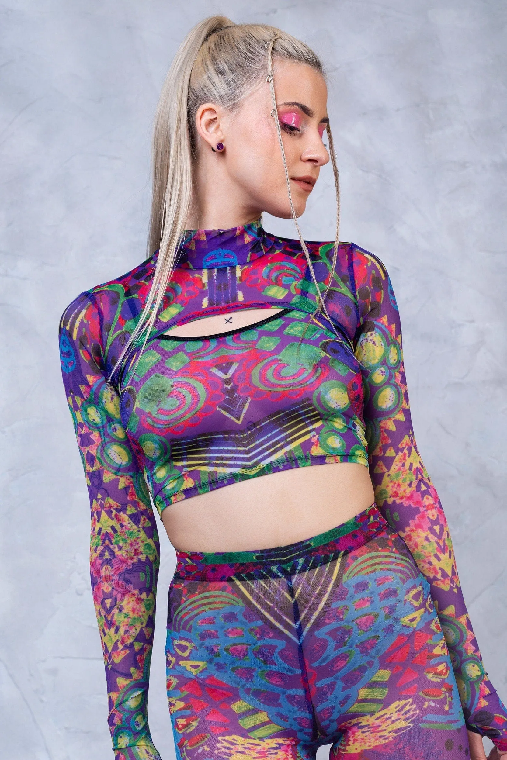 Vibeology Mesh 2 Piece Shrug Top