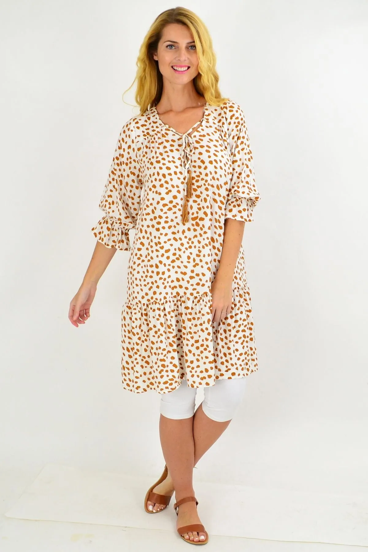 White Spot Dandelion Tunic Dress