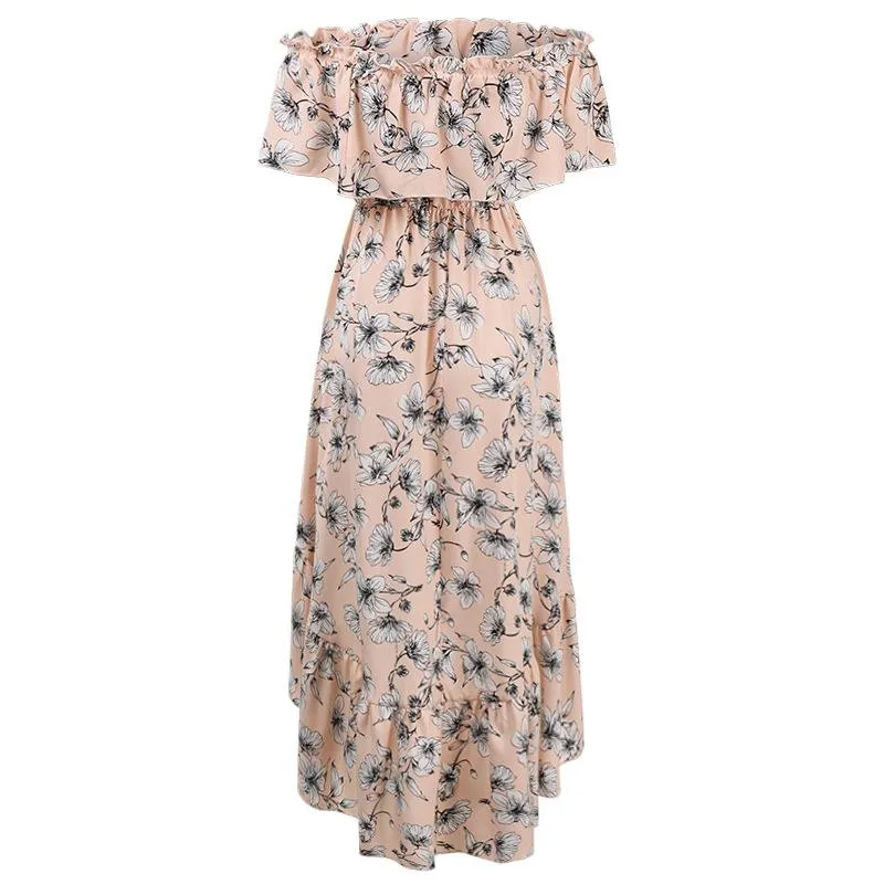 Women's Off Shoulder Summer Casual Print Long Dress