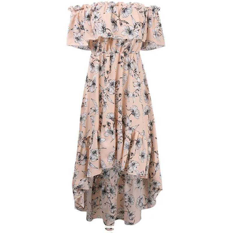 Women's Off Shoulder Summer Casual Print Long Dress