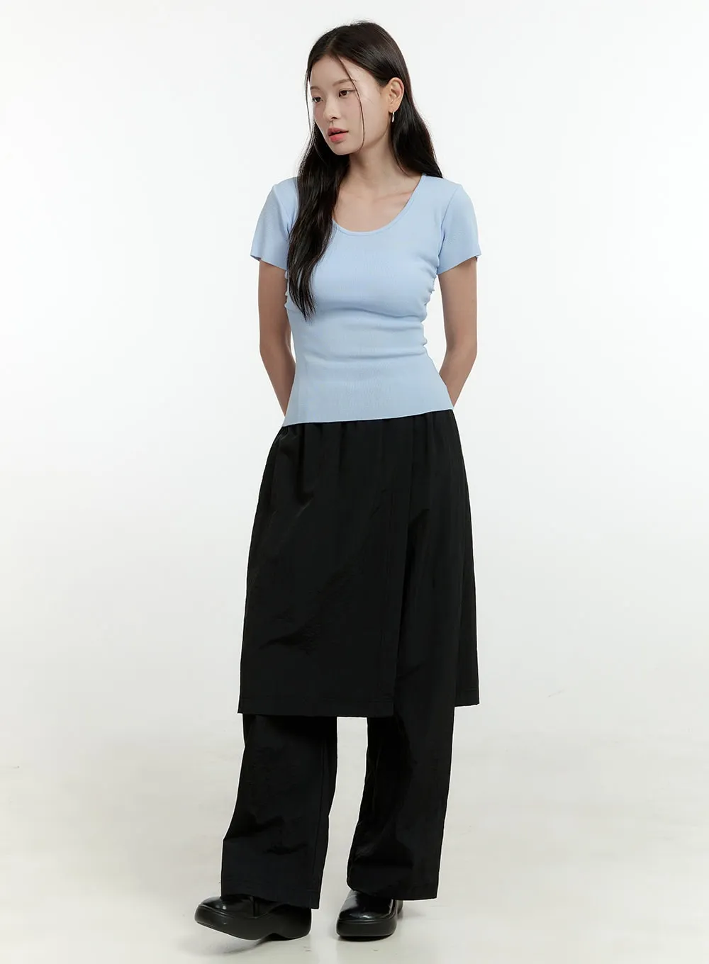 Wrap Midi Skirt with Pants OL430