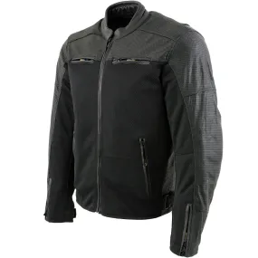 Xelement XS11001 Men's ‘Chaos’ Black Motorcycle Perforated Leather and Mesh Armored Jacket